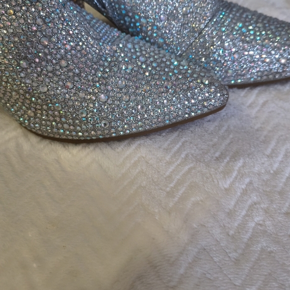 Silver FULL Rhinestone Ankle Booties - Picture 2 of 5